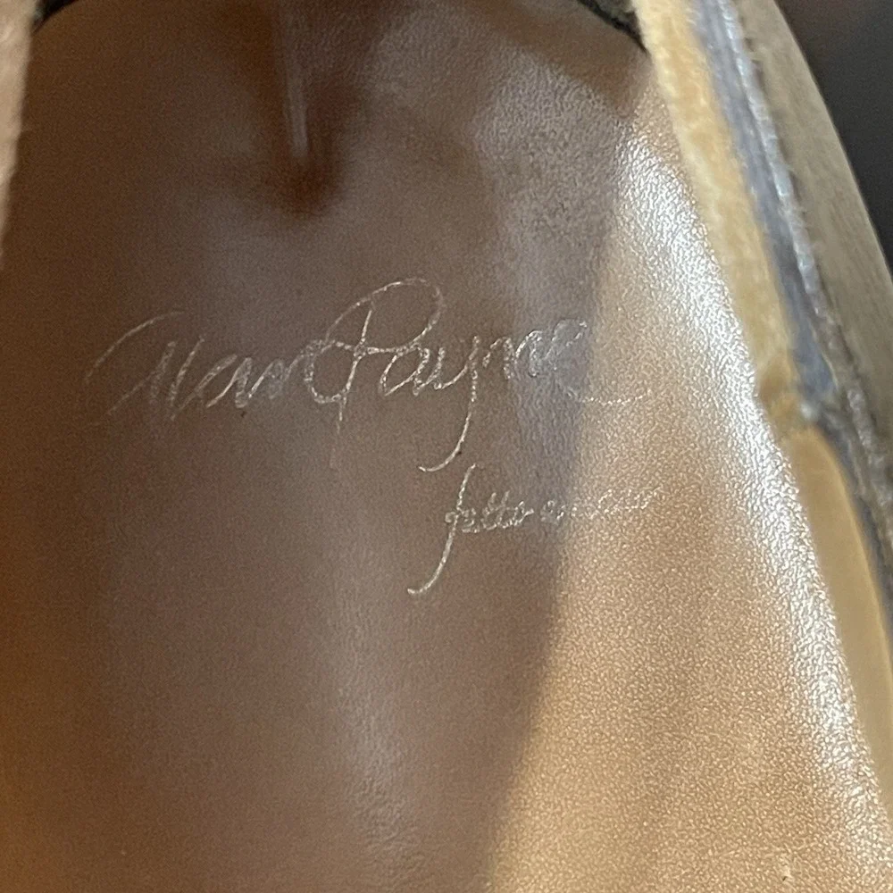 Alan Payne Wimbley Deerskin Dress Shoes Men 14 Brown Split Toe Lace Oxford Money